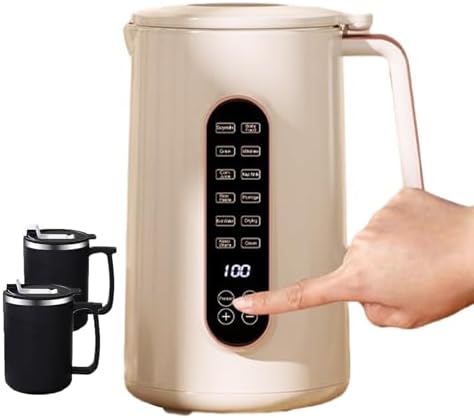 Soy Milk Maker with Reservation Function, Stainless Steel Plant Milk Maker for Oat & Soy, 1.2L Hot/1.5L Cold Drinks, Includes 2 Tea Cups by Unknown