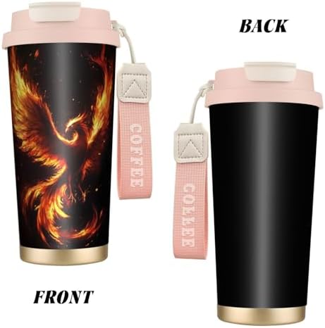Galaxy Phoenix Double Wall Vacuum Insulated Coffee Tumbler Traditional 316 Stainless Steel Travel Mug with Handle and Straw Leakproof Coffee Cup for Tea Iced Drinks Black - Image 2