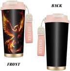 Galaxy Phoenix Double Wall Vacuum Insulated Coffee Tumbler Traditional 316 Stainless Steel Travel Mug with Handle and Straw Leakproof Coffee Cup for Tea Iced Drinks Black - Image 2