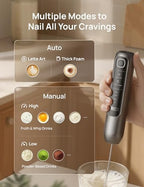 DREO BaristaMaker Nano Handheld Milk Frother Wand Coffe Frother Black - Image 6