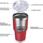 DOMICARE 30oz Tumbler Bulk with Lid and Straw, Double Wall Travel Coffee Mug, Insulated Vacuum Stainless Steel Tumblers, Powder Coated Tumbler Cup (Red, 8) - Image 5