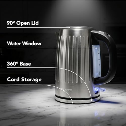 OVENTE 1.7L Stainless Steel Electric Kettle, 1750W Power, Silver KS711S - Image 3