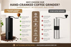 Manual Coffee Grinder with Strainer & Brush, Adjustable Stainless Steel Burr, 30g Hand Crank Coffee Mill, Aluminum Body & Walnut Handle for Espresso, Turkish Coffee & French Press - Image 6