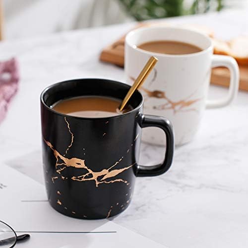Coffeezone 12 oz Matte Ceramic Marble Tea Coffee Mugs Luxury Gold Inlay (Black, 4 Mugs Gold Marble) - Image 4
