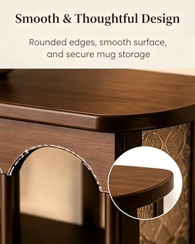 Mug Shelf, Coffee Mug Shelf for Wall, Coffee Cup Display Shelf, Vintage Wall-Mounted Curio Case, Countertop Solid Wood Cup Rack for Living Room or Kitchen - Image 4