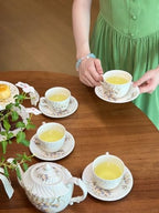Aynsley 7 Piece Floral Porcelain Tea Sets with Sugar Bowl Creamer Teacups, English Bone China Tea Service for Women Party - Image 2