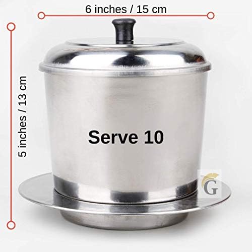 Large Vietnamese Coffee Maker - 10 Cup Stainless Steel French Press Style Coffee Pot with Pour Over Dripper, Portable - Image 2