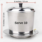 Large Vietnamese Coffee Maker - 10 Cup Stainless Steel French Press Style Coffee Pot with Pour Over Dripper, Portable - Image 2