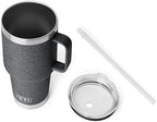 YETI Rambler 35 oz Tumbler with Handle and Straw Lid, Travel Mug Water Tumbler, Vacuum Insulated Cup with Handle, Stainless Steel, Black Stone - Image 4