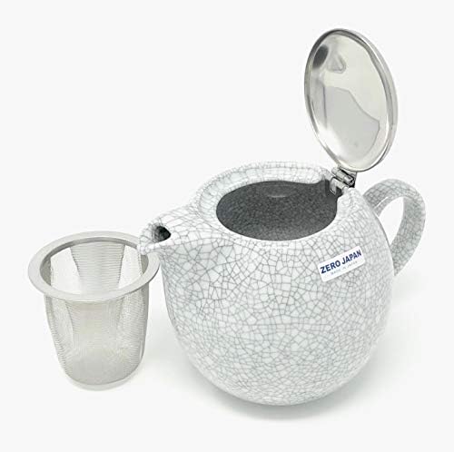 Zero Japan Bee House Round Teapot For One, 24 Oz - Ceramic Tea Pot with Stainless Steel Lid and Infuser, Smooth-Pour Spout (Crackle White) - Image 2