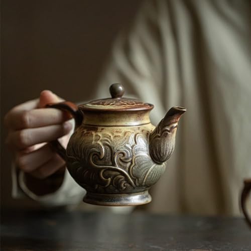 Tea Pots For Loose Tea Ceramic Kung Fu Tea Set Teapot Living Room Household Large Teapot Engraved Retro Hand-held Pot Tea Infuser Pot - Image 7