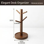 Water Based Lacquer Bamboo Mug Tree, Countertop Cup Organizer, 4 Branch Drip Proof Stand for Mugs, Wine Glasses & Coffee Cups, 11in - Image 2
