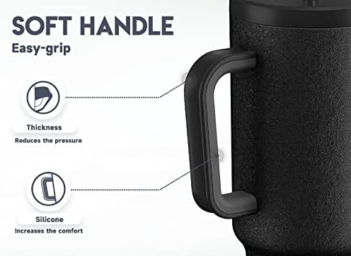 Meoky 40oz Tumbler with Handle, Leak-proof Lid and Straw, Insulated Coffee Mug Stainless Steel Travel Mug, Keeps Cold for 34 Hours or Hot for 10 Hours (Night) - Image 4