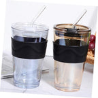 Hemobllo Glass Water Bottle with Straw and Lid 450ml 2pcs, Tea Water Cup Set with Silicone Sleeve, Reusable Beverage Drinking Bottle for Juice and Coffee, Suitable for Home and Travel - Image 4
