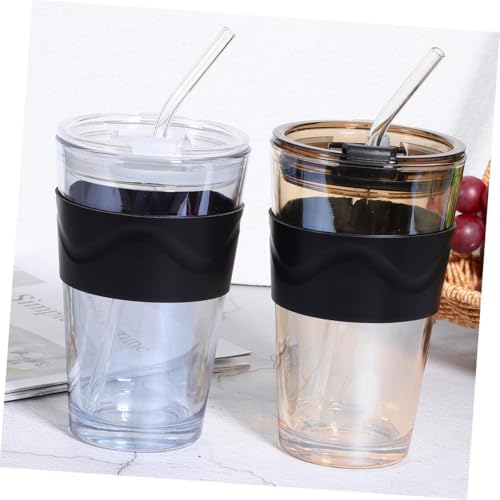 Hemobllo Glass Water Bottle with Straw and Lid 450ml 2pcs, Tea Water Cup Set with Silicone Sleeve, Reusable Beverage Drinking Bottle for Juice and Coffee, Suitable for Home and Travel - Image 4