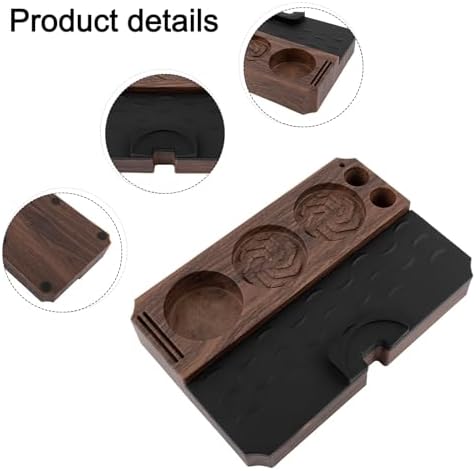 Wood Grain Espresso Tamper Mat Station 51mm 53mm 58mm Portafilter, Non-Slip Silicone Coffee Tamping Base with Card Slot, Walnut - Image 7