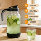 Sursip 64oz (2 Quart) Glass Mason Jar Pitchers with Handle and Lid - Image 4