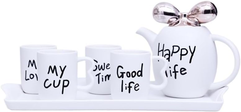 Water Pitcher Ceramic Water Set Tea Set Living Room Water Cup Coffee Cup Home Cup Set new Elegant Tea Set Water Jug(White) by Unknown