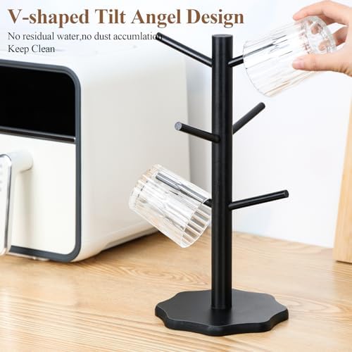 Coffee Cup Stand, Cup Holder, Standing Coffee Mug, Tree Cups, Shelf with Thicker Base, Cup Holder, Standing Coffee Mug, Pretzel Stand, Coffee Mug Rack (Black) - Image 4