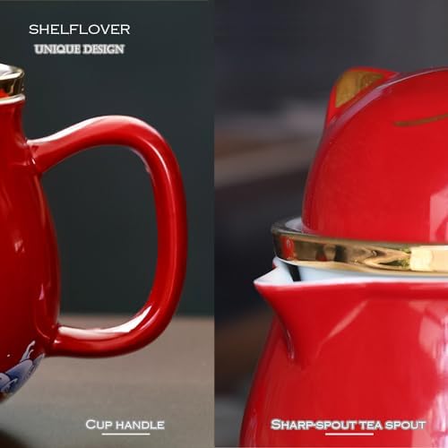 SHELFLOVER Beautiful Tea Mug Portable, White Porcelain Easy to Clean Keep Tea Hot Long, Easy Carried Travel/Office/Home Drink, Cute Cat, Red, 10oz - Image 6