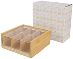 HTB Bamboo Tea Bag Organizer Storage Box with 6 Compartments - Image 5