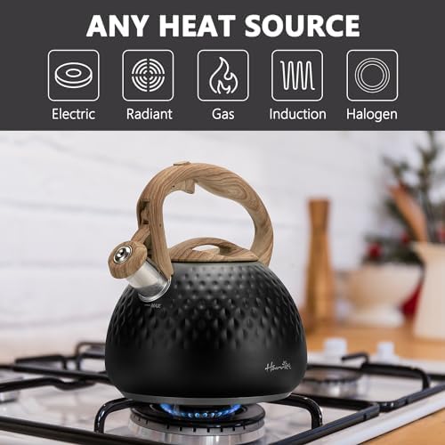 harriet Tea Kettle, Tea Pot for Stovetop, 2.5QT Whistling Kettle with 5-Layers bottom, Food Grade Stainless Steel Kettles with Hot-Resistant Handle Gas Electric Applicable, Black - Image 4