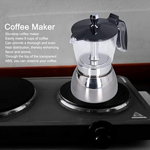 Fdit Stovetop Coffee Maker, Stainless Steel, 6 Cup Espresso Machine, Portable, with Filter, for Home Office Kitchen - Image 3