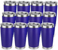 20oz Stainless Steel Tumbler Bulk with Lid, Travel Mug - Double Wall Vacuum Powder Coated Cup - Dark Blue, 12 Pack by Unknown