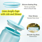 16oz Acrylic Tumblers Cups with Lids and Straws, 20 Pack Plastic Mason Jars Iced Coffee Drinking Glasses for Park Picnic, Poolside, Party Giveaways, Jelly Color - Image 3
