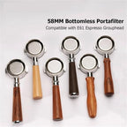 58mm Bottomless Coffee Portafilter For E61 Grouphead Espresso Machines Two-Ear Coffee Handle With Filter Basket Barista Tools filter basket(E61 Rosewood-E) - Image 3