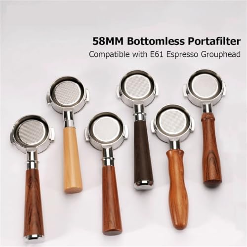 58mm Bottomless Coffee Portafilter For E61 Grouphead Espresso Machines Two-Ear Coffee Handle With Filter Basket Barista Tools filter basket(E61 Rosewood-E) - Image 3