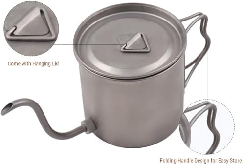 400ml Camping Kettles for Boiling Water, Coffee Kettle with Folding Handle+Removable Coffee Spout Coffee Pot with Coffee Filter/Small Cup, Lightweight Tea Kettle for Picnic Backpacking Hiking - Image 2