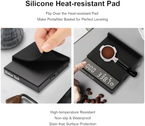 Mini Espresso Coffee Scale with Timer, 0.1g Precision Type-C Digital Scale 2kg, Built-in Mat & Carry Bag for Espresso Machine & Outdoor Camping - Image 2
