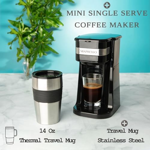 Mixpresso Single Serve & Single Cup Coffee Maker with 14oz Travel Mug Black - Image 5