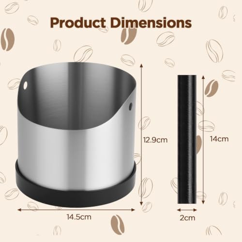 VINATO Stainless Steel Knock Container 1.2 L for Portafilter, Espresso Knock Box with Removable Knock Bar, Compatible with De'Longhi, Sage, Ninja - Image 2