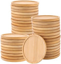 40 PCS 4 Inch Natural Bamboo Coasters, Round Bamboo Planter Saucer Trays, Wooden Drink Coasters for Drinks Plant Pots by SEHOI