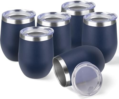 StarSpeed 12oz/6 Pack Insulated Wine Tumbler with Lid,Navy Blue by StarSpeed