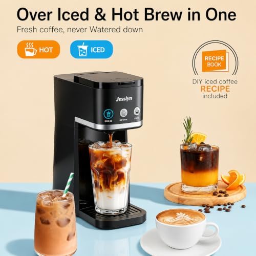 Jesslyn Single Serve Hot and Iced Coffee Maker, Compatible with Multiple Coffee Pods & Ground, Fits Tall Mugs, Over Ice & Strong Brew Function, for Home Office Travel RV Dorm (BLACK) - Image 2