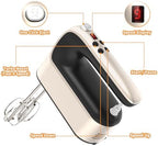 Yomelo 9-Speed Digital Hand Mixer Electric, 400W Powerful DC Motor, Hand Mixer Electric Handheld with Snap-On Storage Case, 5 Stainless Steel Accessories, Beaters, Dough Hooks, Whisk(Champagne Gold) - Image 2