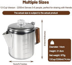 12 Cup Percolator 304 Stainless Steel Coffee Pot Coffee Maker Coffee Machine with Solid Wood Handle Transparent Knob Stovetop Greca Mocha for Induction Home and Camping 2200ml 74.4oz - Image 2