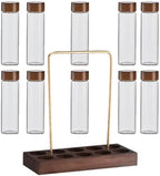 Glass Coffee Bean Storage Tube with Wooden Stand, Sealed Airtight Canister by BRIGHTFUFU