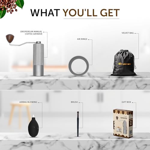 5 in 1 Manual Stainless Steel Coffee Grinder - Espresso Grinder, Manual Coffee Grinder, Coffee Grinder, Conical Coffee Burr Grinder with Double Bearing, Steel Body - Image 6