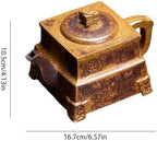 Tea Kettle Chinese Retro Square Han Ding Teapot Exquisite Retro Handmade Square Teapot Ceramic Tea Infuser - Image 2