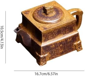 Tea Kettle Chinese Retro Square Han Ding Teapot Exquisite Retro Handmade Square Teapot Ceramic Tea Infuser - Image 2