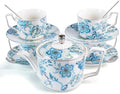 Porcelain Tea Set with Teapot, Teacups, Saucers and Spoons, NX048 by KAMMAK