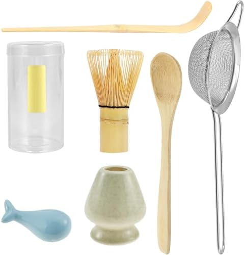 6Pcs Matcha Whisk Set Bamboo Natural Wood Matcha Whisks Kit Elegant Tea Set Includes Scoop Spoon Bowl with Mouth Holder Scoop Sifter Practical Kit for Beginners Tea Making Accessory Home Easy to Clean - Image 4