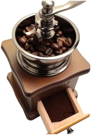 Manual Ceramic Burr Coffee Bean Grinder Traditional Wooden Body Steel Handle Hand Operated Classic Grain For Beans by Unknown