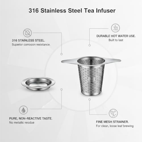 Office Desk & Home Mug Brewing: 316 Stainless Steel Tea Infuser with Fine Mesh Strainer for Loose Leaf (Silver, 1 Pack) - Image 5