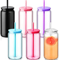 Blushtier 16 oz Plastic Cups Mason Jar Cups with Lids, Colorful by Blushtier