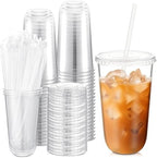 Ziliny 50 Sets 18oz Clear Plastic Cups with Lids and Straws Disposable Cups by Ziliny